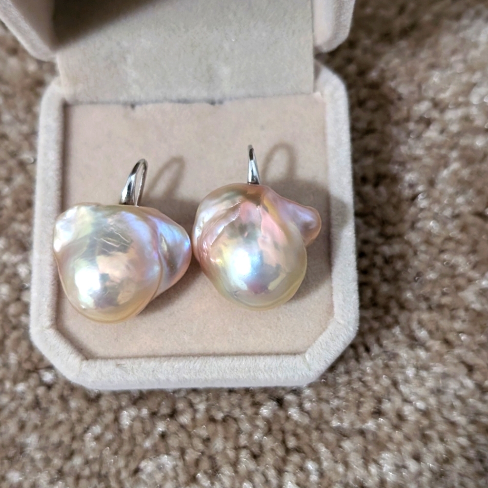 Champaign baroque pearl earrings